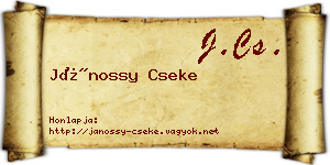 Jánossy Cseke névjegykártya